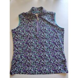 Sport Haley Women's Purple Sleeveless Golf‎ Top Mock Neck Zip Front M